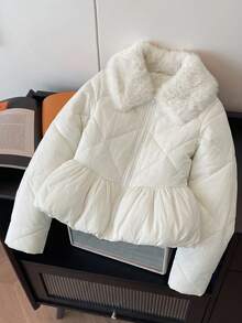 FRIFUL Women's Winter Fashion Versatile Warm Coat - White - View 12
