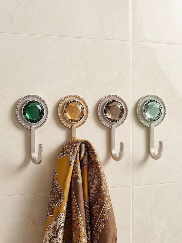 Cirelle Ganci da parete decorativi, ganci adesivi senza foratura con decorazioni in cristallo e finiture in perle vintage, appendini curvi eleganti in tonalità oro, ganci da parete multifunzione per utensili da cucina, asciugamani da bagno, accessori da camera da letto, chiavi e borse da ingresso, ganci da parete per superfici in marmo, piastrelle e carta da parati, regalo pratico e premuroso per famiglia e amici per inaugurazione della casa, organizzazione dell'appartamento, stoccaggio domestico quotidiano