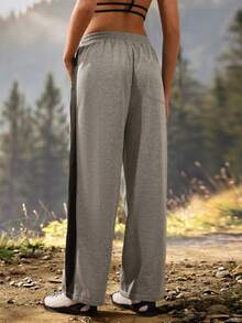Exploreva Women's Drawstring Waist Casual Versatile Daily Outdoor Sweatpants - Grey - View 2
