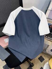 Manfinity Joysei Camiseta de manga raglán con bloques de color azul marino & blanco para hombres - Azul y blanco - Ver 3