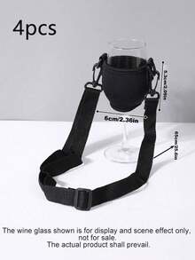 1/2/4Pcs Portable Wine Glass Holder, Neck Hanging Stemware Rack With Adjustable Strap & Neoprene Protective Sleeve, Hands-Free Design For Party Picnic BBQ, Available In Black & Pink - Multicolor - View 22