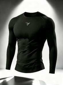 Gym Rark Men's Geometric Print Raglan Long Sleeve Sports T-Shirt - Black - View 3