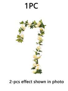 1Pc Large 10 Heads Artificial Rose Vine Garland, Lifelike Plastic Fake Floral Vine, Flexible Winding Greenery For Living Room, Air Condition & Heating Pipe Cover, Ceiling Hanging Decoration - Multicolor - View 9