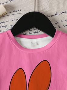 THE POWERPUFF GIRLS X SHEIN 少女卡通印花短袖休閒T恤 - 彩色 - 查看 11