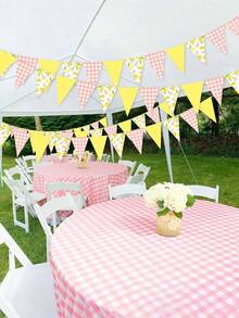 1/3pcs Lemon Triangle Flag Banner Decoration, Pink And Yellow Lemon Triangle Flag Garland, Suitable For Lemonade Wedding, Engagement Party, Bridal Shower, Baby Shower, Birthday Party Decoration - Multicolor - View 4