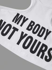 SHEIN ICON Slogan Printed Cropped Tank Top - White - View 9