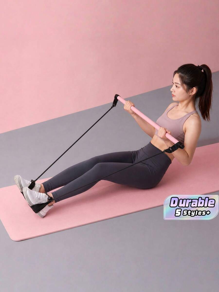 Multifunctional Adjustable Pilates Bar Resistance Band, Yoga Pull Rod, Body Shaping Fitness Bar, Resistance Trainer - multicolor - View 1