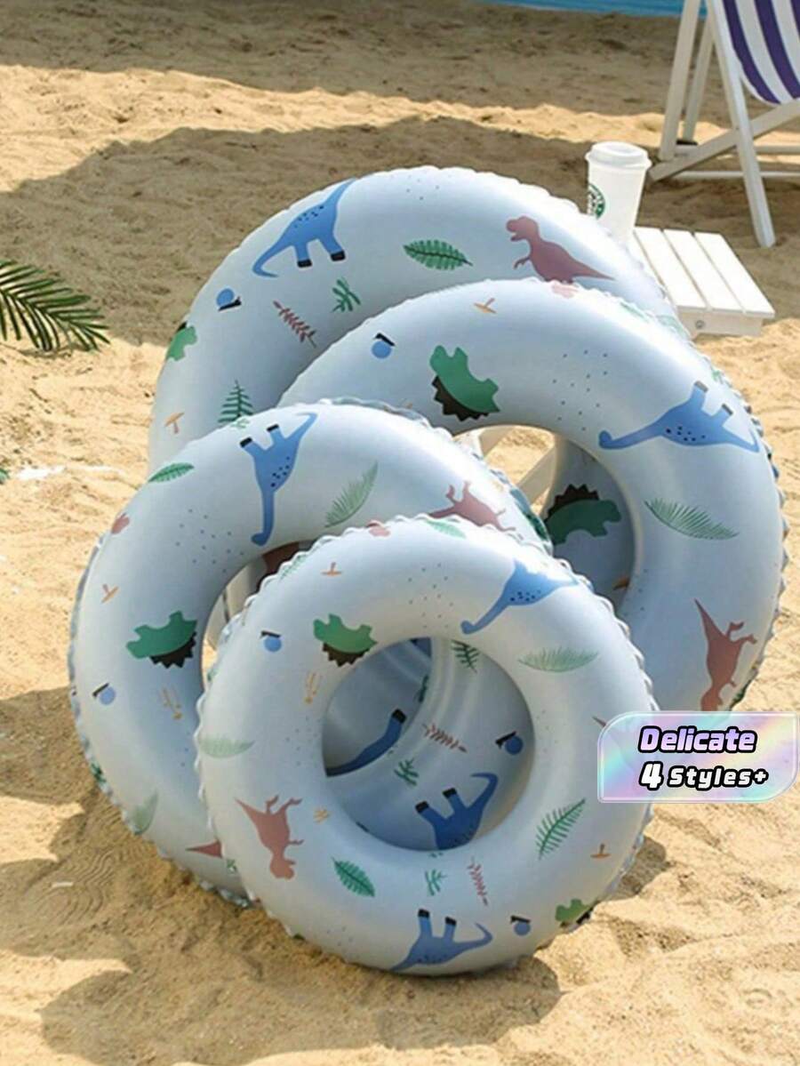 1pc Dinosaur Pattern Inflatable Swimming Ring, Classic Sailing Style Swimming Pool Float, Thickened PVC Water Float, Suitable For Summer Beach, Outdoor Swimming Pool Party, Swimming Training, Holiday Water Entertainment. - Multicolor - View 1