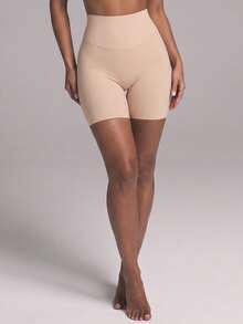 Nuvra 1pc Women's High-Waist Solid Color Shaping Shorts - Dusty Pink - View 10