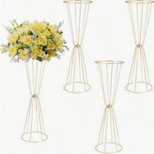 2/4/6/10pcs Gold Vases, Elegant Gold Flower Stands, Wedding Table Centerpieces, Anniversary Party, Birthday Celebration, Family Gathering, Christmas And Halloween Decor, Wedding Aisle Flower Stands Artificial Flower Stand Products - Flower Stand - View 13