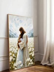 One Canvas Poster Of Jesus Embracing A Girl (Without Frame), Bible Christian Art Aesthetic Painting, Minimalist Wall Art Painting, Suitable For Dormitory, Apartment, Bedroom, Living Room, Modern Home Decoration - Multicolor - View 1