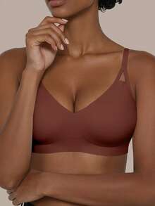 SHEIN 女款無縫內衣，1件裝 - 咖啡棕 - 查看 3
