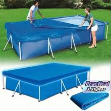 Durable PE Bubble Wrap Pool Cover - Heat Insulation, Dust-Proof, All-Season Use For Swimming Pools And Spas,Square Above-Ground Pool Cover With Frame, Blue - blue - View 1