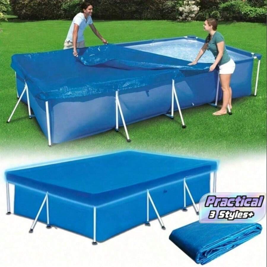 Durable PE Bubble Wrap Pool Cover - Heat Insulation, Dust-Proof, All-Season Use For Swimming Pools And Spas,Square Above-Ground Pool Cover With Frame, Blue - blue - View 1