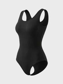 Nuvra 1pc Hook-And-Eye Closure Bodysuit Shapewear - Black - View 4