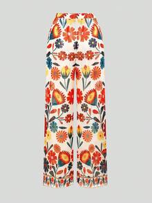 Swim Oasis 女款花卉印花鏤空連身泳衣附褲子套裝，度假穿搭 - 彩色 - 查看 3
