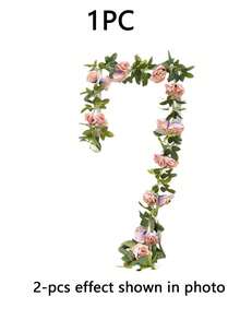 1Pc Large 10 Heads Artificial Rose Vine Garland, Lifelike Plastic Fake Floral Vine, Flexible Winding Greenery For Living Room, Air Condition & Heating Pipe Cover, Ceiling Hanging Decoration - Multicolor - View 13