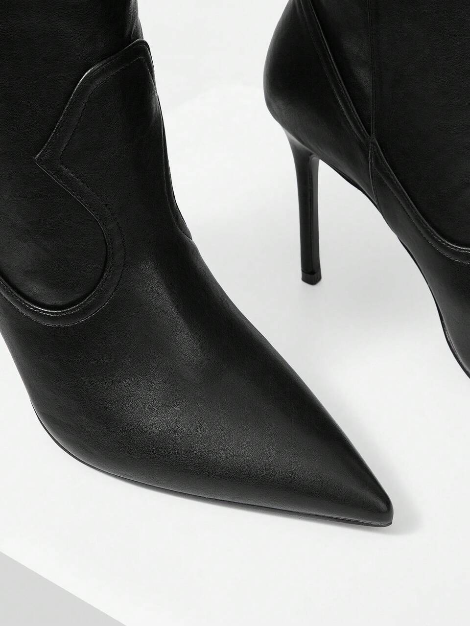 MOTF BLACK VERSATILE AUTUMN AND WINTER SIMPLE WESTERN POINTED HEEL MEDIUM BOOTS COWBOY BOOTS FALL SHOES