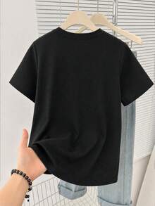 GlowEve CURVE 時尚圓領 3D 花卉珠飾大尺碼女款 T-shirt 短袖上衣 優雅通勤 春夏款 - 黑色 - 查看 2