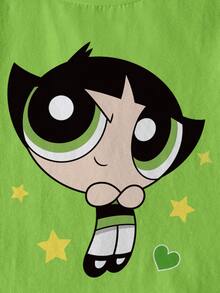 THE POWERPUFF GIRLS X SHEIN 少女卡通印花短袖休閒T恤 - 彩色 - 查看 4