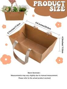 Gift Basket Tote Bag, Handles Kraft Paper Cardboard Tray, Gift Packaging, Suitable For Wedding Anniversary Party Displays - multicolor - View 2