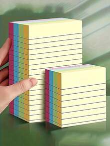 100/200 Sheets Lined Sticky Notes (4 Colors) – Portable Student Note Markers – Self-Adhesive & Easy To Apply – For Office, Home, And School – Available In Large And Small Sizes – Handy Office & Back-To-School Essential - Multicolor - View 2