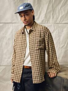 Norleigh Men's Small Check Hot-Selling Long Sleeve Shirt, Single Pocket Classic Style, Casual Vacation, Hot-Selling Comfortable Fabric Shirt - Multicolor - View 7