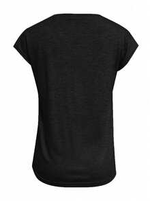 Omancia Casual Versatile Commuting Minimalist Solid Color T-Shirt, Summer - Black - View 2
