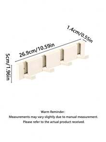 A Thick, Foldable Cream White Aluminum Alloy Hook Shelf With 3/4/5/6/7/8 Hook Options, Wide And Thick Hooks With Strong Bearing Capacity, 75° Upward Tilt Design To Prevent Clothes And Items Methods: Hole-Free Adhesive Or Drilled Screw - Cream White - View 5