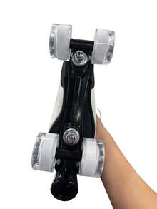 Pair Of Sports Inline Skates, Laced Four-Wheel Pu High-Top Sports Shoes, Suitable For Indoor And Outdoor. - White - View 9