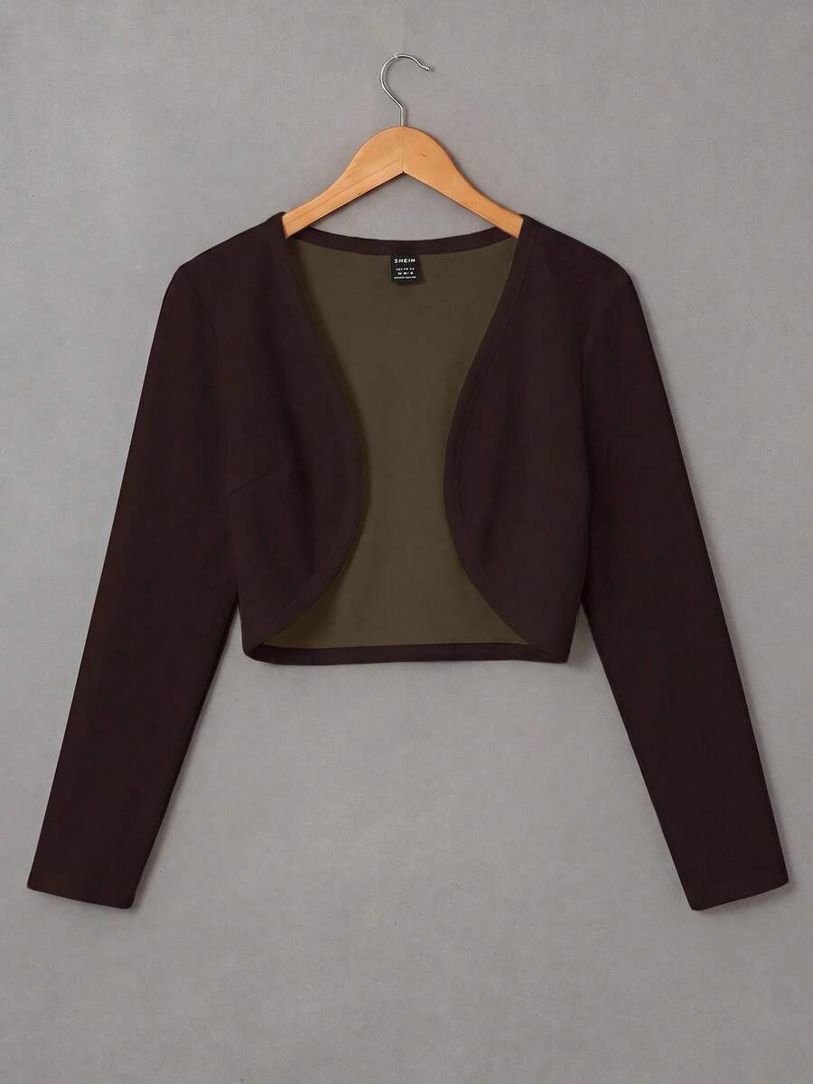 SHEIN EZwear Jaket Ringan Kasual Serbaguna Warna Kopi - Coffee Brown - View 1