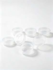 25 Mini Transparent Cream Cans With Transparent LIDS, Small Cosmetic Sample Containers, 10-Gram Empty Plastic Cosmetic Cans, Transparent Sample Bottles, Eyeshadow Cream And Lipstick Containers, Travel Essentials, Cosmetic Sample Cans. - Clear - View 6
