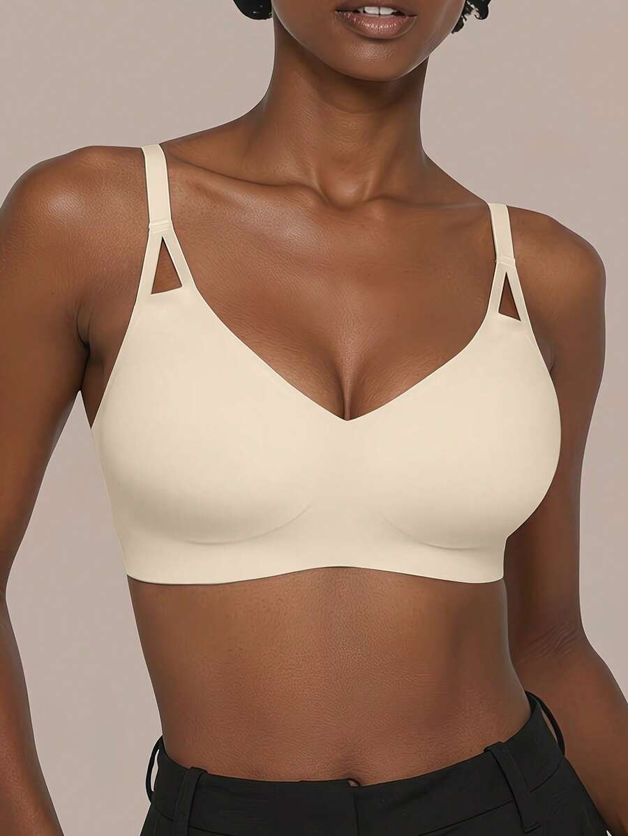 SHEIN Women's Seamless Bra, 1pc - Beige - View 1