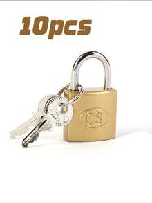 10pcs Mini Padlock, 25mm Wide Anti-Theft Lock, Suitable For Cabinets, Milk Cartons, Luggage, Dorm Lockers, Drawers - Each Lock Comes With 2 Keys - Gold - View 8