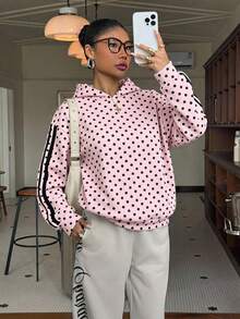 Muchica Sweatshirt Minimalis Kasual Motif Polkadot Merah Muda, Cocok untuk Musim Gugur/Musim Dingin - MultiWarna - View 4