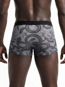 Rest Era Men's Boxer Briefs Snake Floral Sheer Mesh Sexy See-Through Underwear 1pc - Grey - View 2
