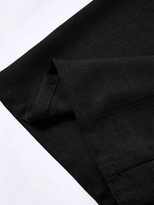 SHEIN 青少年女孩秋季新款黑色休閒極簡寬鬆長袖上衣與長褲套裝 - 黑色 - 查看 4
