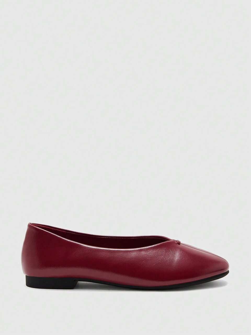 CUCCOO BIZCHIC Burgundy Low Vamp Shoes Women, French Minimalist Style Women's Daily Versatile Casual Shoes
