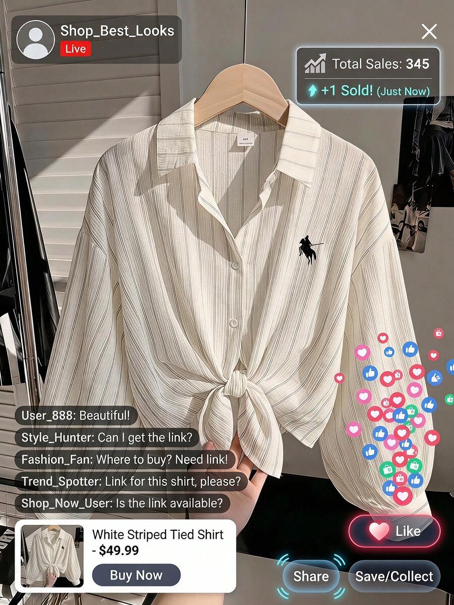 SHEIN Irls' White Collared Drop-Shoulder 3/4 Sleeve Shirt Preppy Style Versatile For School Casual Spring - Black and White - View 1