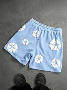 SLATEMANN Men's Summer Casual Jacquard Shorts - Baby Blue - View 2