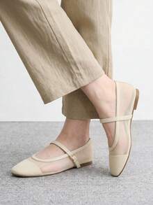 CUCCOO BIZCHIC Sederhana dan Elegan, Modis dan Serbaguna, Sepatu Flat Wanita Kasual untuk Kerja dan Perjalanan - Krem. - View 3