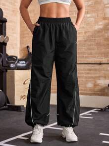 Powerista Women's Summer Gym And Workout Athletic Black And Write Color Break Sport Trim Pants– With Breathable Fabric Suitable For Fitness Wear - Black and White - View 6