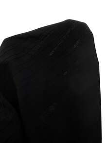 SHEIN 女童3件套，春秋款，純黑色，極簡通勤風，直條紋純色翻領長袖襯衫搭配同材質垂墜寬腿褲，內搭白色細肩帶背心，寬鬆落肩版型，適合日常穿著、校園穿搭、休閒出遊、聚會、約會及拍照 - 黑色 - 查看 5
