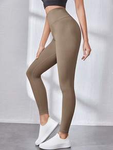 Slayform Slayform Sport Studio Legging Slim Tanpa Jahitan Pinggang Tinggi untuk Wanita - Elastis, Lembut, dan Bernapas - Coffee Brown - View 6