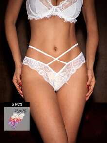 Bella Beso 5pack Floral Lace Panty Set Lingerie - Multicolor - View 1