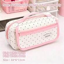 Hand-Held Canvas Magnetic Pen Bag Transparent Front Window Flip Pencil Case Students Large Storage Pencil Case. - multicolor - View 7