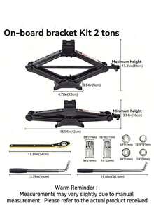2-Ton (4409 Lbs) Scissor Jack Set, Tire Changing Tool Kit, Universal Automotive Emergency Tool Kit (Including Tire Wrench), Suitable For Sedan And Suv Tire Replacement - Multicolor - View 2