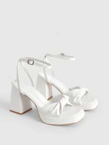 CUCCOO LuxiPop Women's Fashion White PU Platform High Heel Sandals, Summer - White PU - View 3