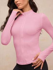 Activina Women's Casual Versatile Zip-Up Long Sleeve Sports Jacket - Pink - View 6