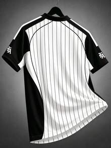 NEOREFINED 男士拼色條紋字母印花 Polo 衫 - 彩色 - 查看 4